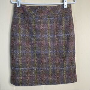 J. Crew Plaid Tweed Lavender Pencil Skirt
